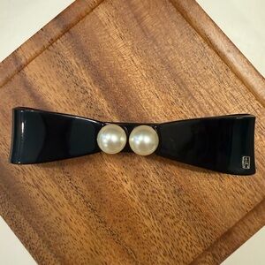 Black bow hair clip with pearl detail #glamour #coquette #festival